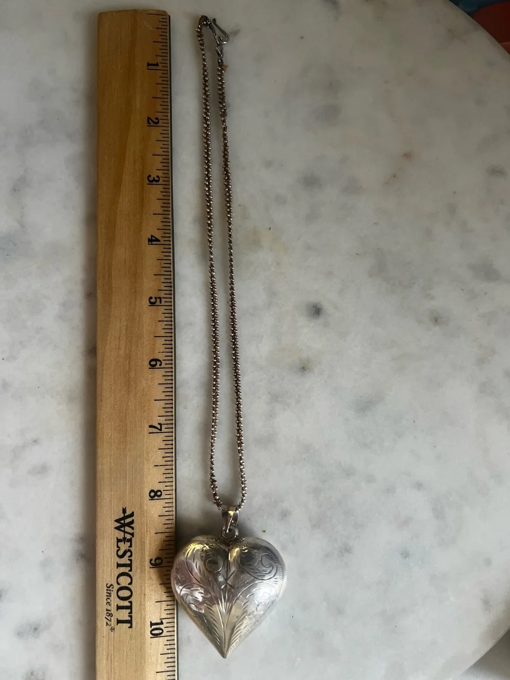 Vintage Sterling Silver Oversized 2” Puffy Heart Necklace 925 Statement 22g - Picture 10 of 16